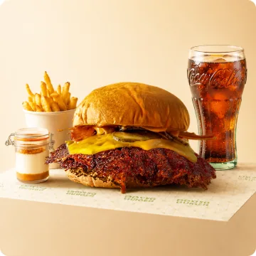 Menú del día de Denver Burger: burger, patatas, bebida y postre
